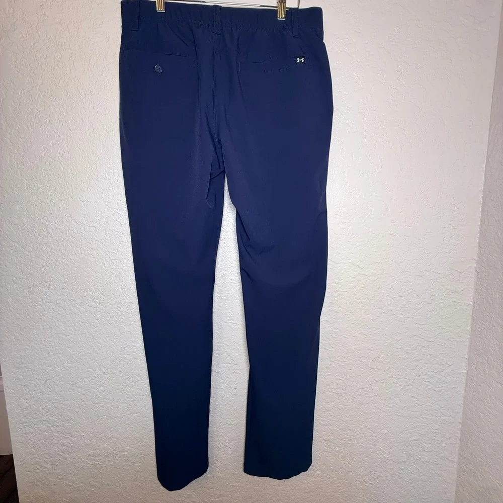 Under Armour Mens Navy Blue Performance Golf Pants 34x34 Straight Leg Flat Front
